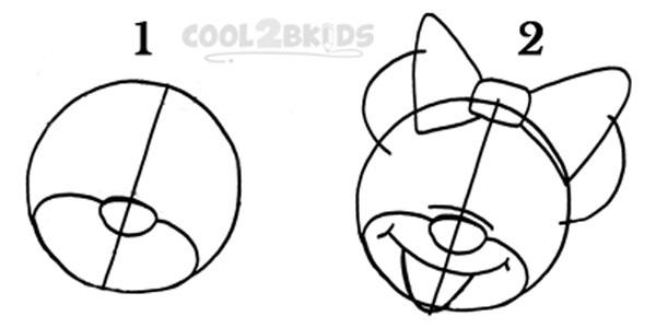 600x300 How To Draw Minnie Mouse (Step By Step Pictures) Cool2bkids - Minnie Mouse Sketch Step By Step