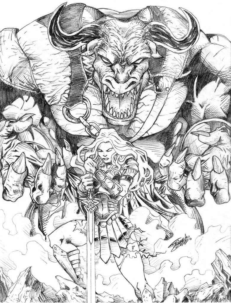 781x1022 Minotaur Sketch By Vaxion - Minotaur Sketch