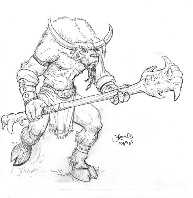 669x686 Minotaur Ink Sketches And Sci Fi - Minotaur Sketch