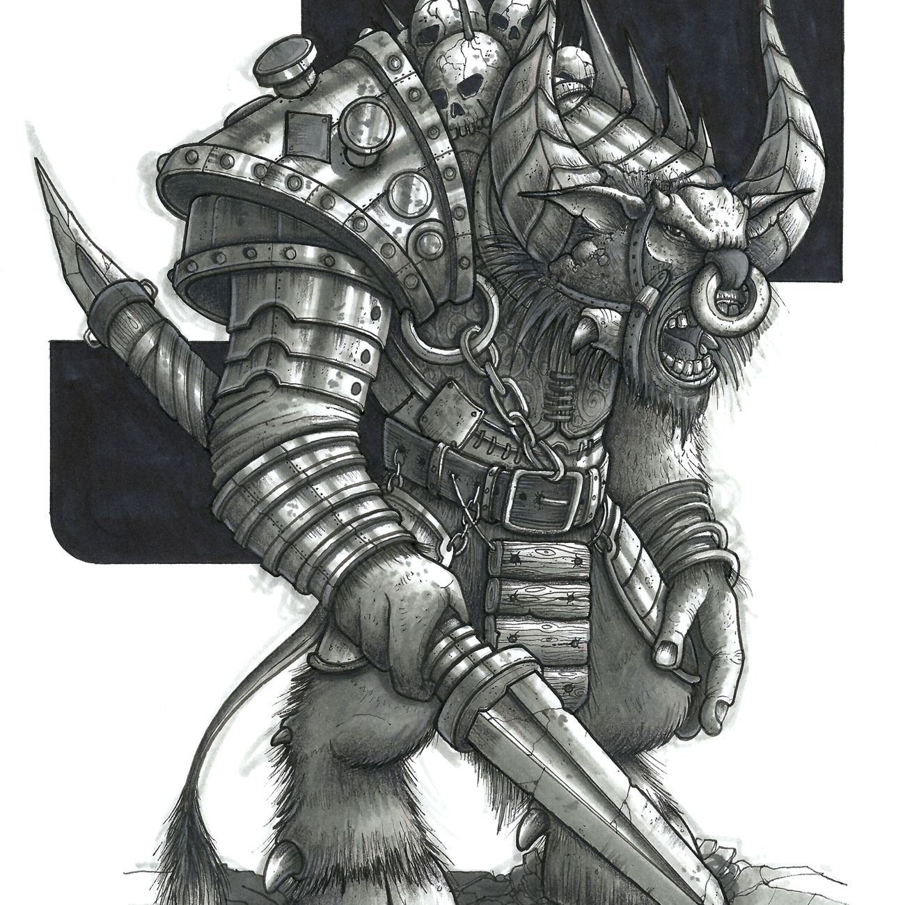 1300x1300 Minotaur Sketch Canvas - Minotaur Sketch