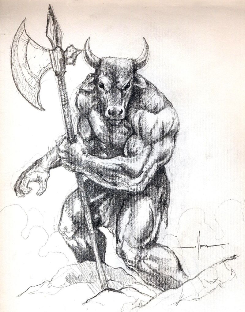 800x1019 Minotaur By ~demacros Our Work Tattoos, Mythology - Minotaur Sketch
