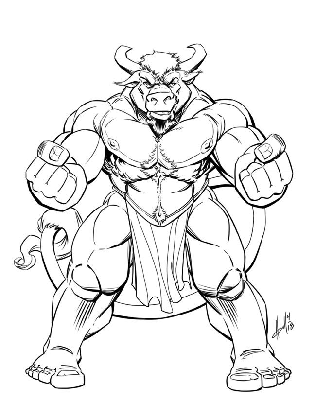 648x864 Minotaur Drawing By Tkd Dbull - Minotaur Sketch