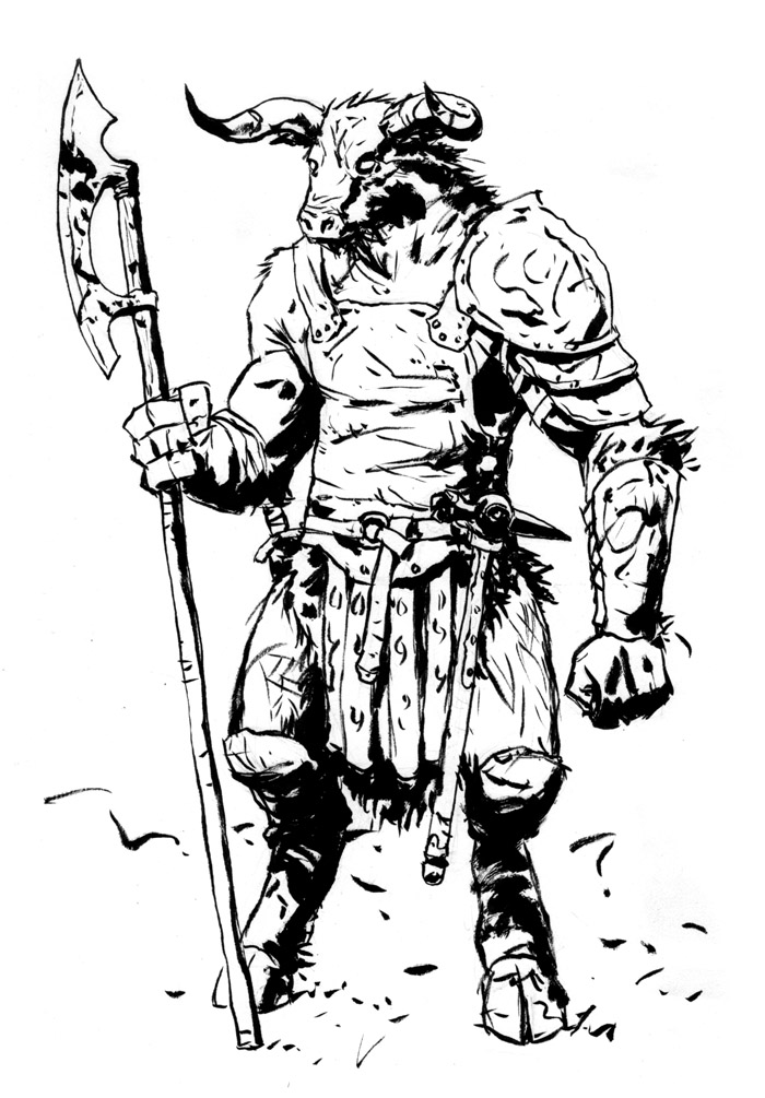 700x1005 Elf - Minotaur Sketch