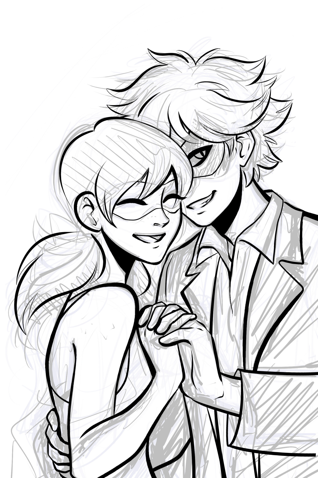 1280x1920 Ladynoir Sketch Miraculous Ladybug Know Your Meme - Miraculous Ladybug Sketch