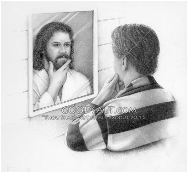 600x553 Jesus In The Mirror - Mirror Reflection Sketch