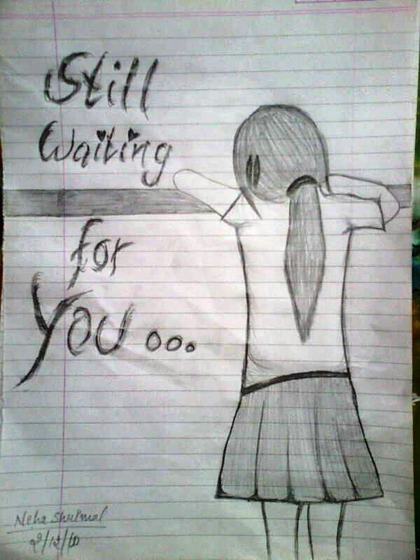 600x800 Waiting For You Pencil Sketches In 2018 Sketches - Miss You Sketch
