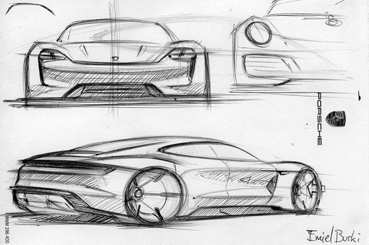 720x478 Porsche Mission E Concept Design Sketch By Emiel Burki Car Art - Mission Sketch