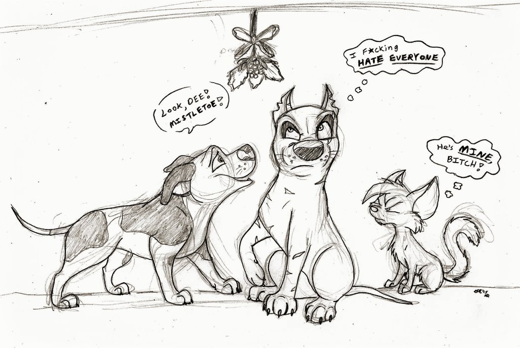 1024x687 Mistletoe (Rough Sketch) By Socksthemutt - Mistletoe Sketch