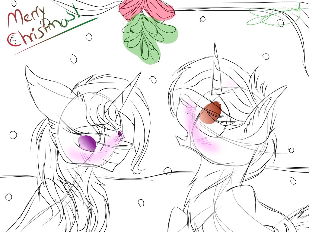1024x768 Mistletoe Sketch By Flurrynote - Mistletoe Sketch