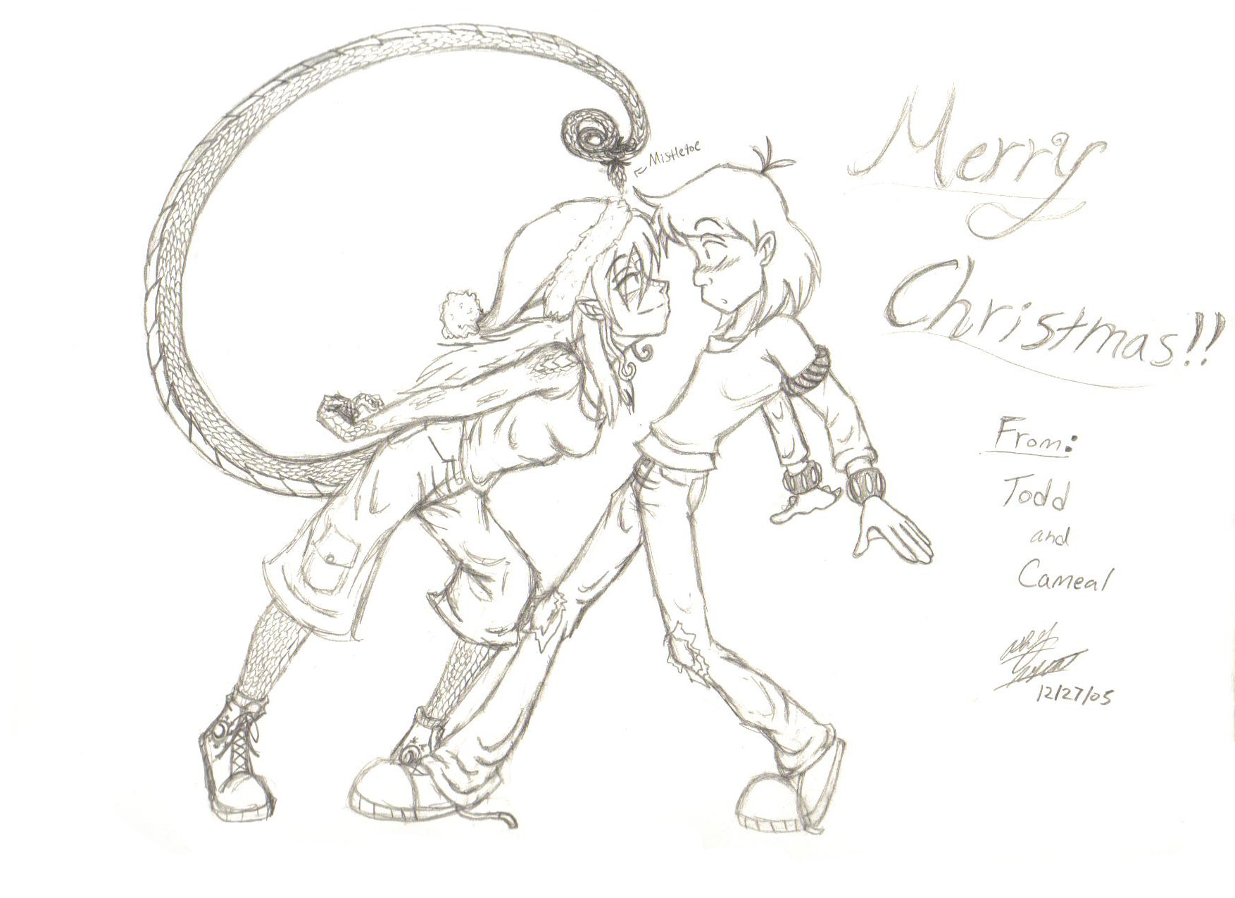 1754x1275 Collection Of Mistletoe Kiss Drawing High Quality, Free - Mistletoe Sketch