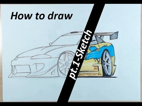 480x360 How To Draw A Cartoon Car 1995 Mitsubishi Eclipse [Pt.1 - Mitsubishi Eclipse Sketch