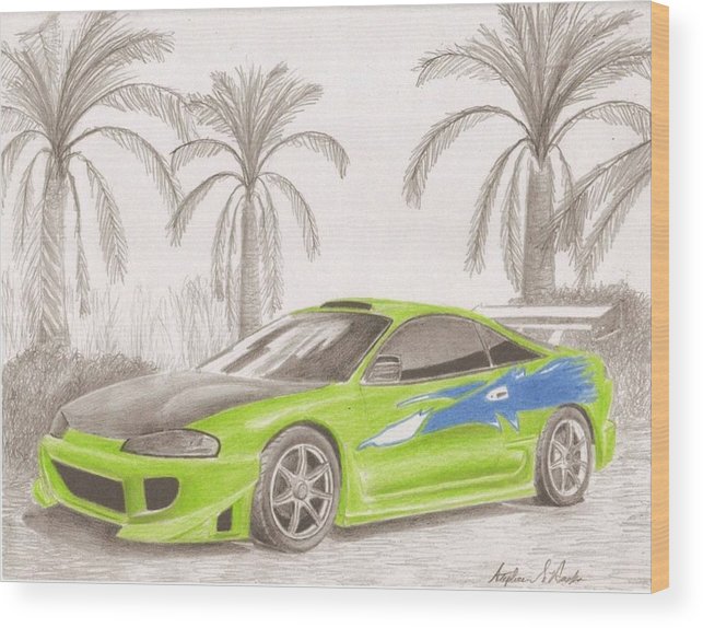 643x574 Mitsubishi Eclipse From Fast And The Furious Sports Car Art Print - Mitsubishi Eclipse Sketch