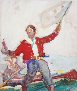 253x300 Frank Schoonover Famous Illustrator Original Mixed Media Sketch - Mixed Media Sketch