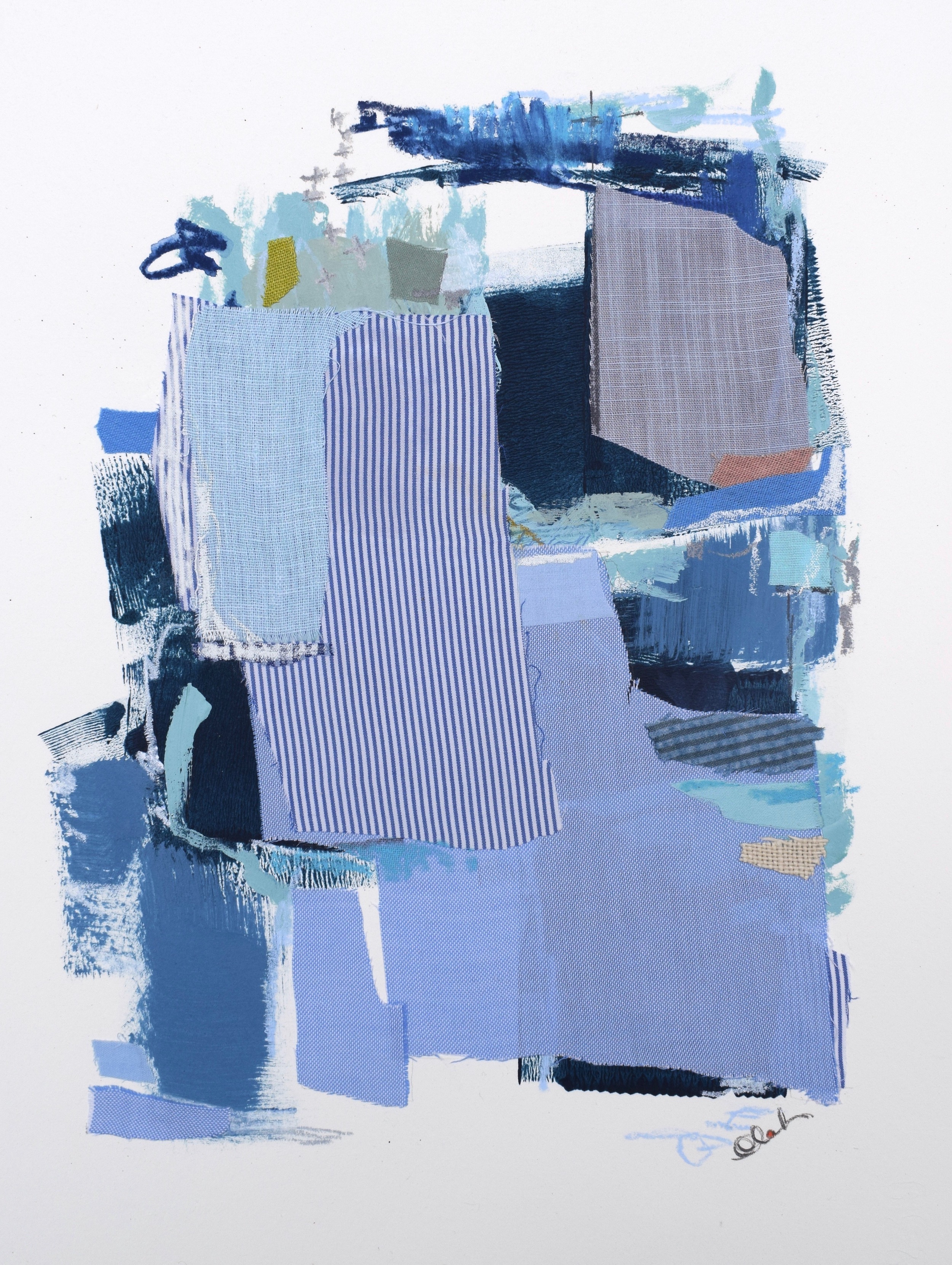 2500x3321 Fabric Sketch 11 15x11 Mixed Media With Hand Dyed Fabric On Paper - Mixed Media Sketch