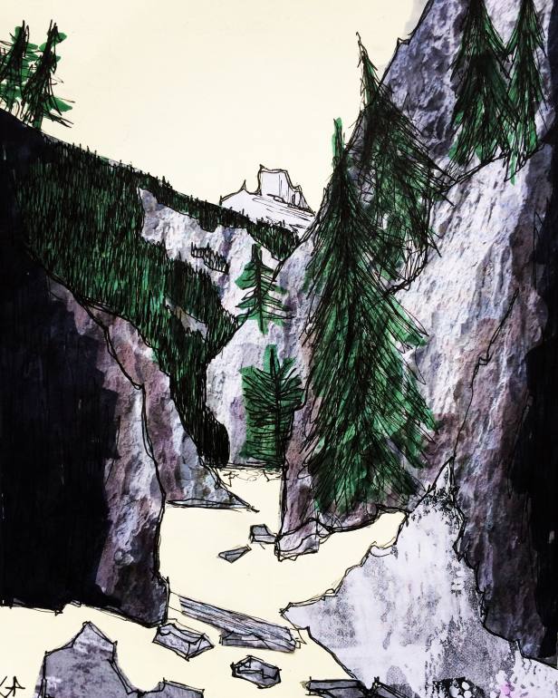 616x770 Grotto Canyon Trail - Mixed Media Sketch