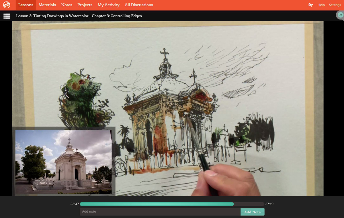 1200x761 Travel Sketching In Mixed Media Video Course Citizen Sketcher - Mixed Media Sketch