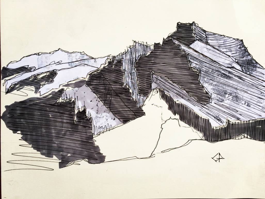 1027x770 Big Sister Peak - Mixed Media Sketch