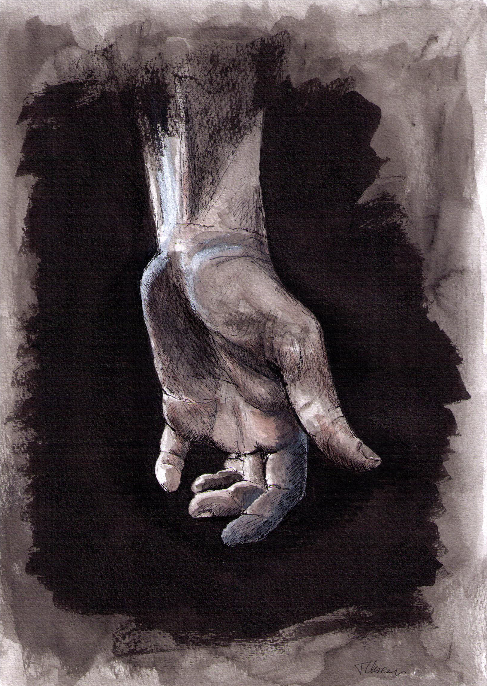 1622x2284 Drawing Of A Hand In Ink, Ink And Ink One Drawing Daily - Mixed Media Sketch