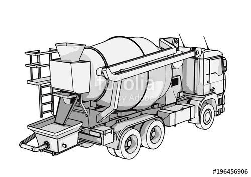 500x354 Sketch Of Concrete Mixer Vector Stock Image And Royalty Free - Mixer Sketch