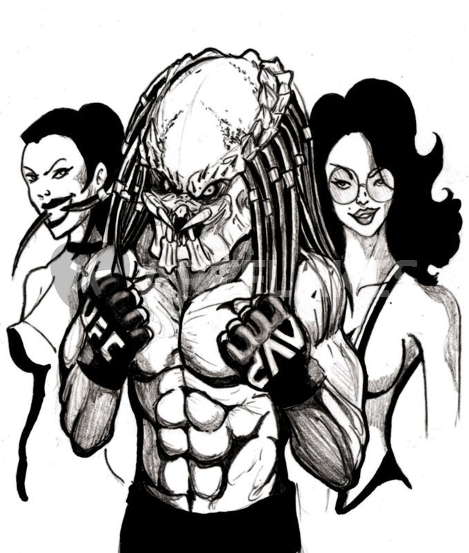 679x800 Mma Predator Drawing Art Prints And Posters By Mokaup Oscar - Mma Sketch