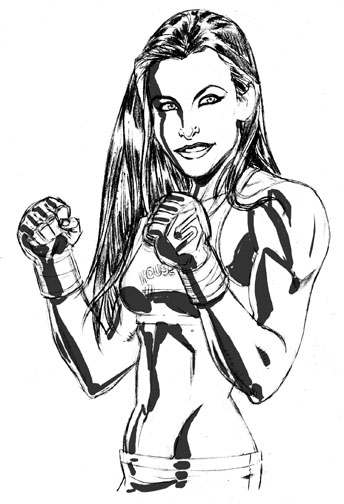344x504 Mixed Martial Art A Step By Step Drawing Of Miesha Tate - Mma Sketch