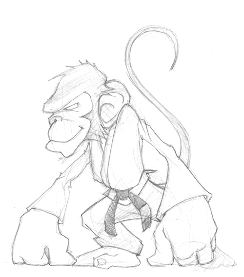 500x566 The Funky Monkey Mma Radio Logo Custom Brazilian Jiu Jitsu Shirts - Mma Sketch