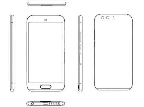 492x368 Huawei P9 Design Surfaces In A Sketch Sports A Physical Home Button - Mobile Phone Sketch