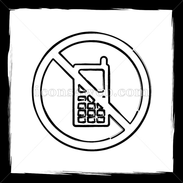 600x600 Mobile Phone Restricted Sketch Icon. - Mobile Phone Sketch