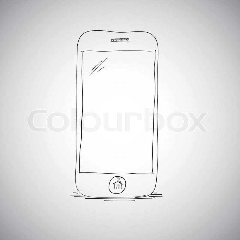 800x800 Smart Phone Sketch. Hand Drawn Illustration, Mobile Doodle Stock - Mobile Phone Sketch