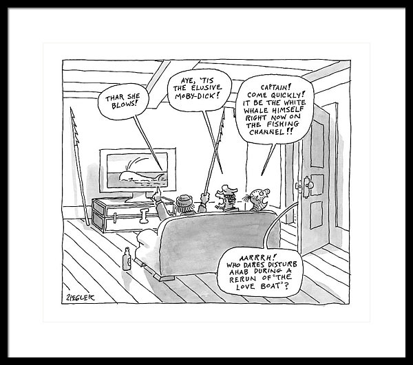 600x531 Three Characters From Moby Dick Spot The Whale Framed Print By - Moby Dick Sketch