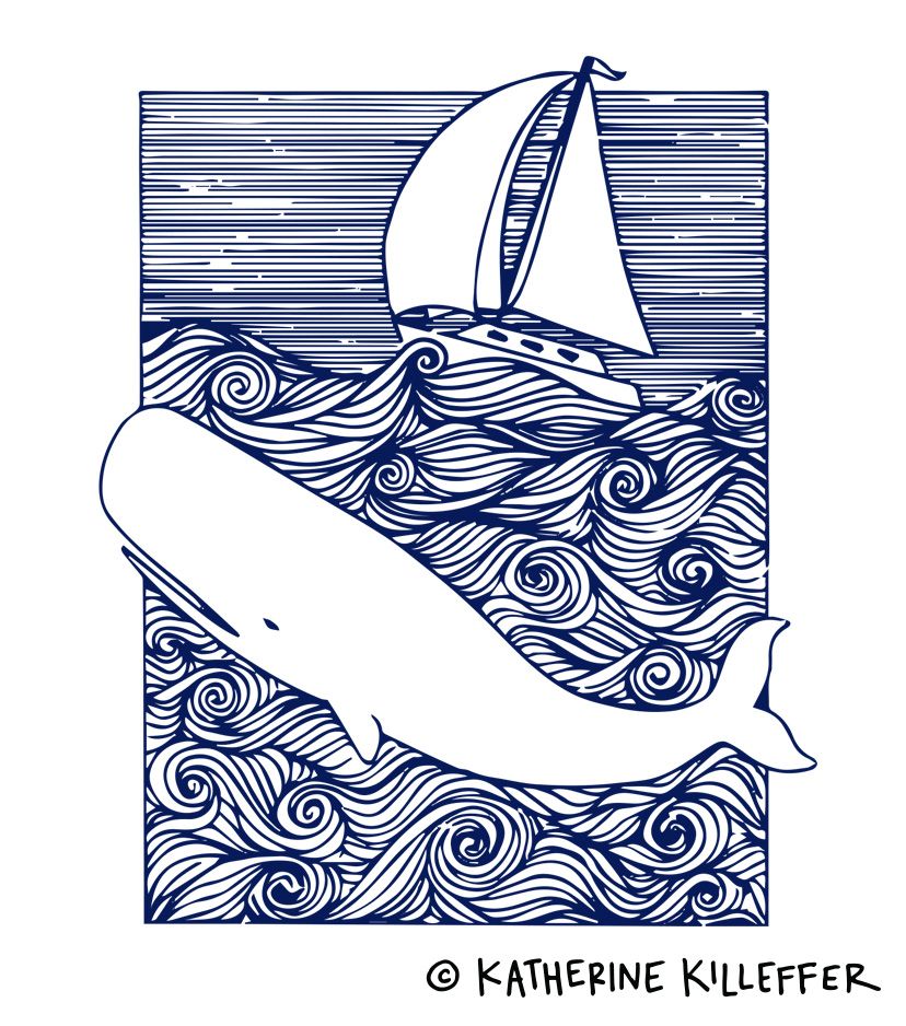 828x938 Moby Dick Bookplate Illustration Pen And Ink - Moby Dick Sketch