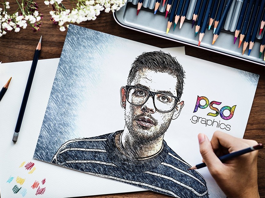 867x650 Sketch Effect Psd Mockup - Mock Sketch