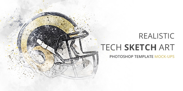 698x349 Tech Sketch Art Photoshop Template Mock Ups - Mock Sketch