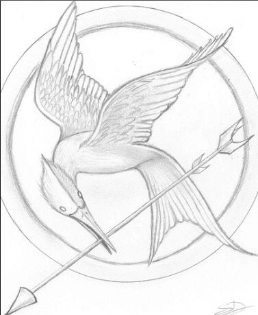 377x459 Mockingjay Pin Drawing Art Drawings, Hunger Games - Mockingjay Pin Sketch