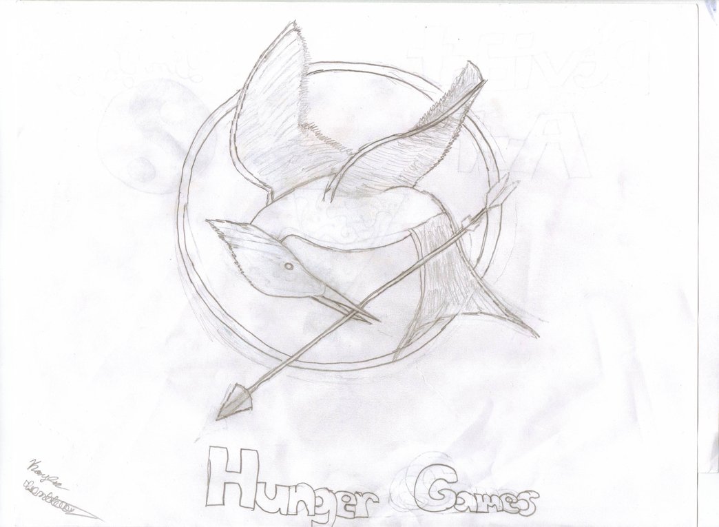 1044x765 Mockingjay Pin Sketch By Maxride2299 - Mockingjay Pin Sketch