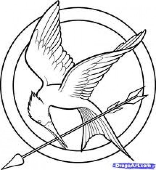 520x566 The Hunger Games Coloring Pages For Kids Embroidery Patterns And - Mockingjay Pin Sketch