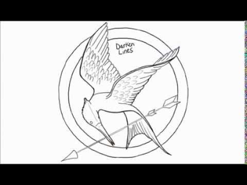 480x360 How To Draw A Hunger Games Logo Mockingjay Pin - Mockingjay Sketch