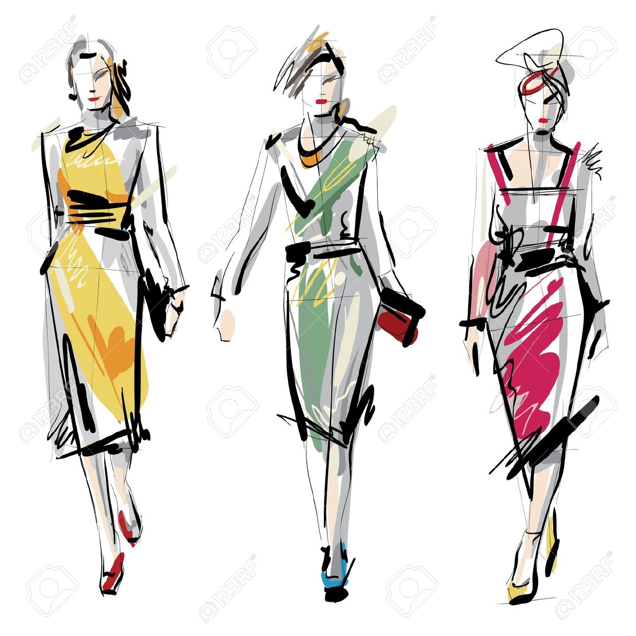 1300x1300 Sketch Fashion Design Clipart - Mode Sketch