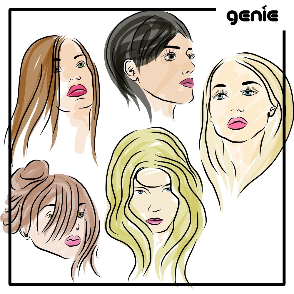 1000x1000 Fashion Women Model Faces Vector Graphic Illustration Hand Drawn - Model Face Sketch