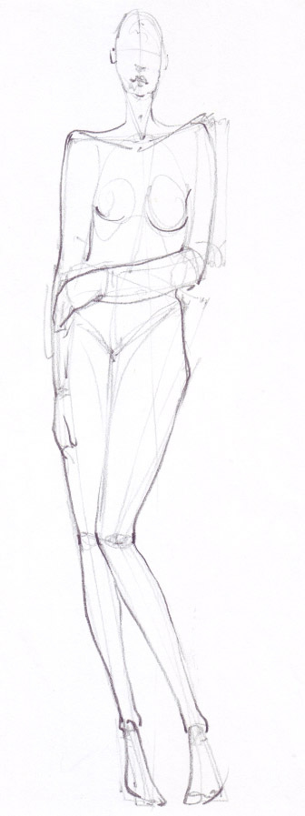 336x897 Learn How To Draw Five Simple Fashion Poses - Model Pose Sketch