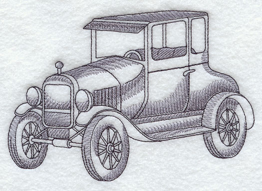 525x382 Machine Embroidery Designs - Model T Sketch