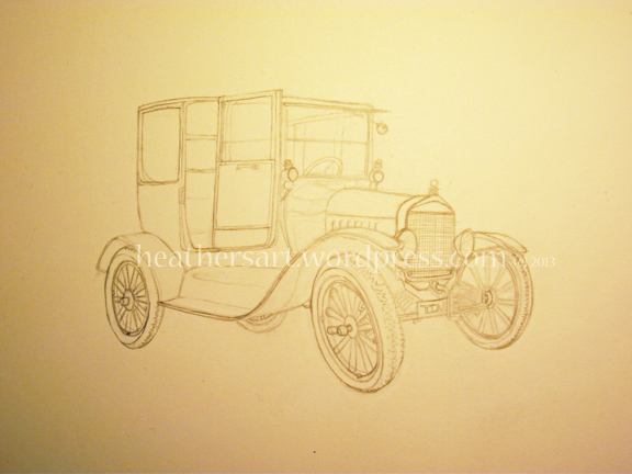 576x432 Model T Fine Art, Prints, Paintings, And Drawings By Heather - Model T Sketch