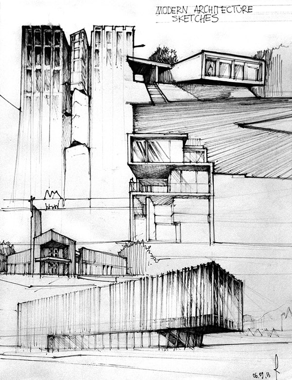 600x780 Modern Architecture On Behance - Modern Architecture Sketches