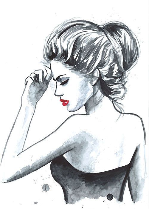 500x700 Print From Original Watercolor Fashion Illustration Modern Art - Modern Art Sketches