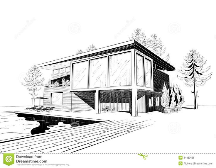 Modern Building Sketch at PaintingValley.com | Explore collection of ...