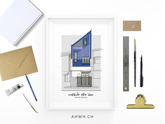 570x428 House In A Row Modern Architecture. Building Sketch. Town - Modern Building Sketch