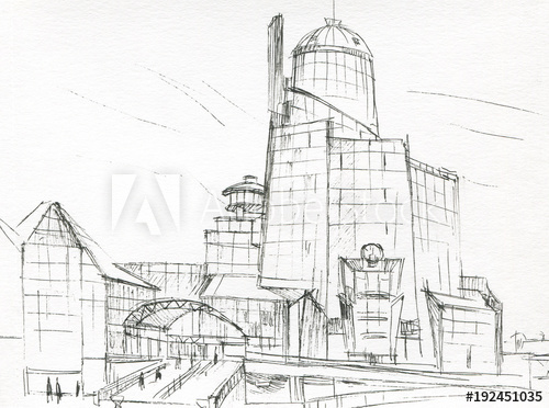 500x372 Modern Building Sketch - Modern Building Sketch