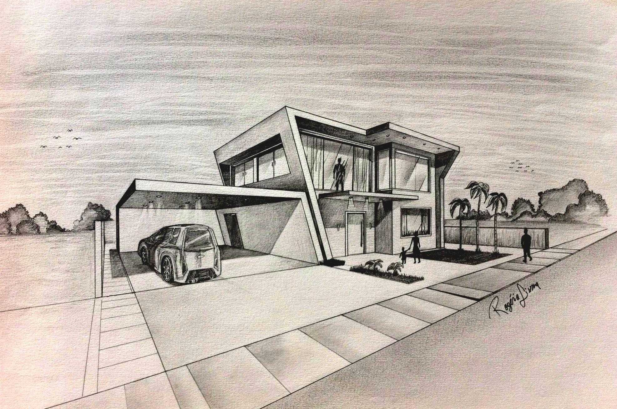 Modern House Sketch at PaintingValley.com | Explore collection of