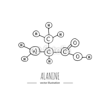 400x400 Hand Drawn Doodle Alanine Chemical Formula Icon Vector - Molecule Sketch