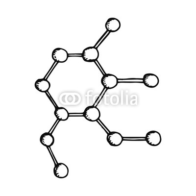 400x400 Biological Formula Molecule Sketch Isolated On White Background - Molecule Sketch
